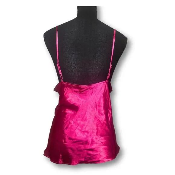 Retro Y2K Style Pink Satin Size XL 1X Fairy Whimsygoth Cami Lingerie Crop Top - Picture 2 of 4